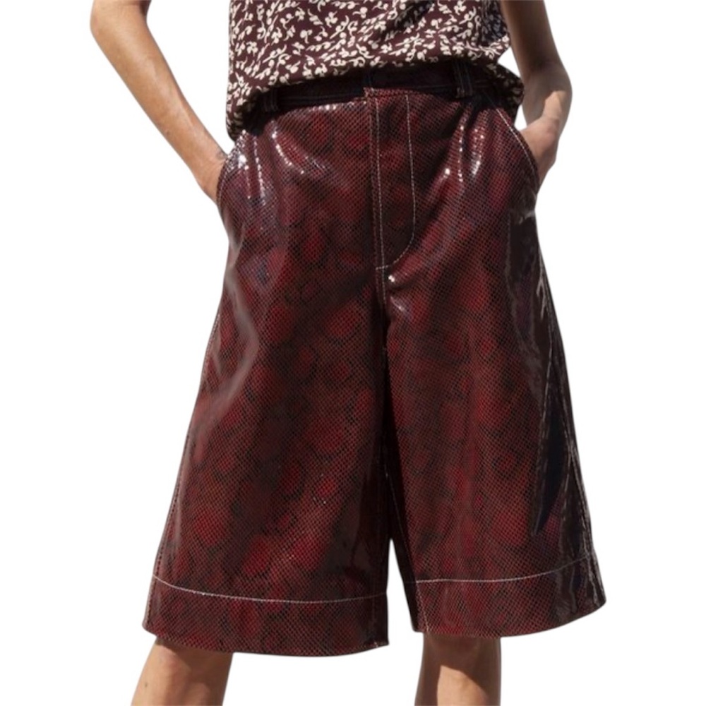 GANNI SNAKE FOIL LAMBSKIN PANTS SIZE EU 40,
US 8